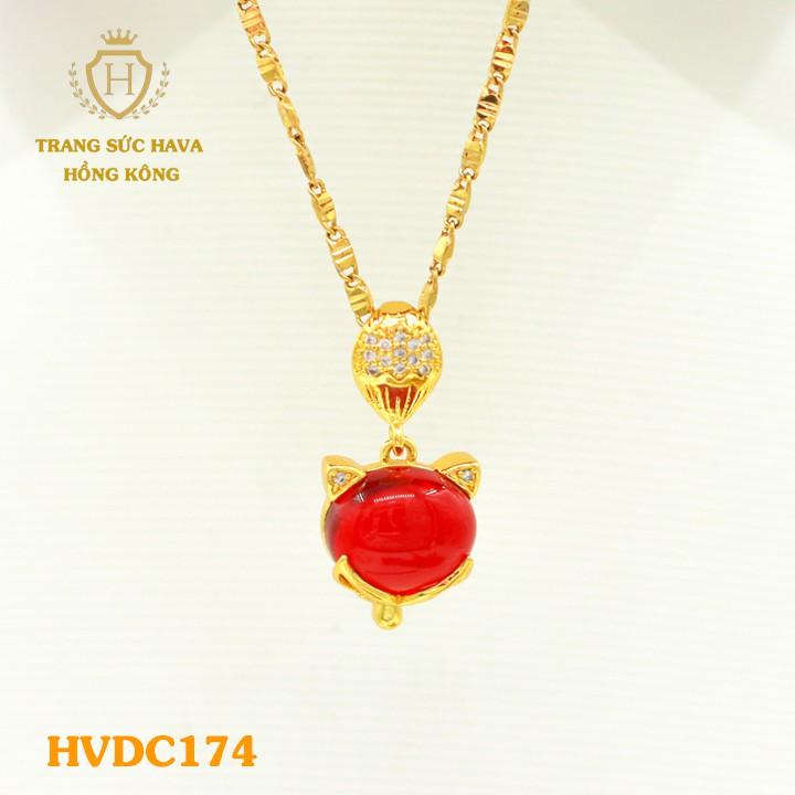 Dây Chuyền, Vòng Cổ Nữ Mặt Hồ Ly Đính Đá Màu Đỏ Xi Mạ Vàng Non Cao Cấp - Trang Sức Hava Hong Kong - HVDC174