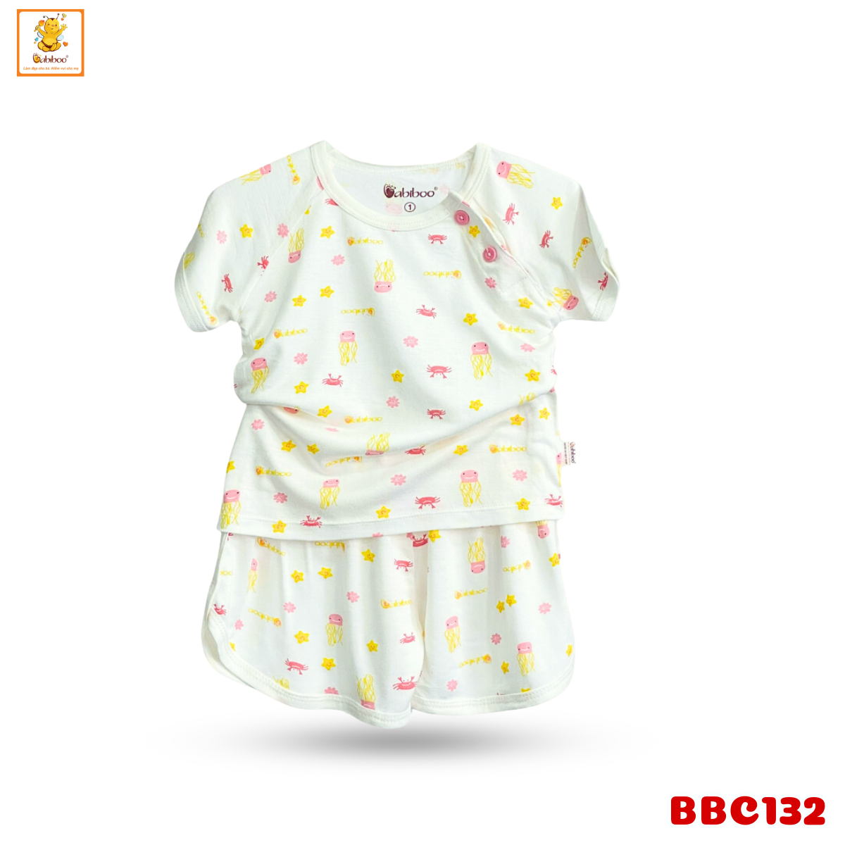 Đồ bé trai, bé gái Babiboo bộ quần áo cho bé vải Viscose sợi gỗ mềm mịn (3kg -12kg ) BBC132