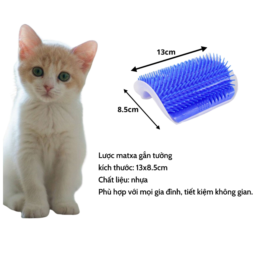Bàn chải gắn tường lấy lông gãi ngứa cho mèo - Lược chải lông gắn bàn massage tự động