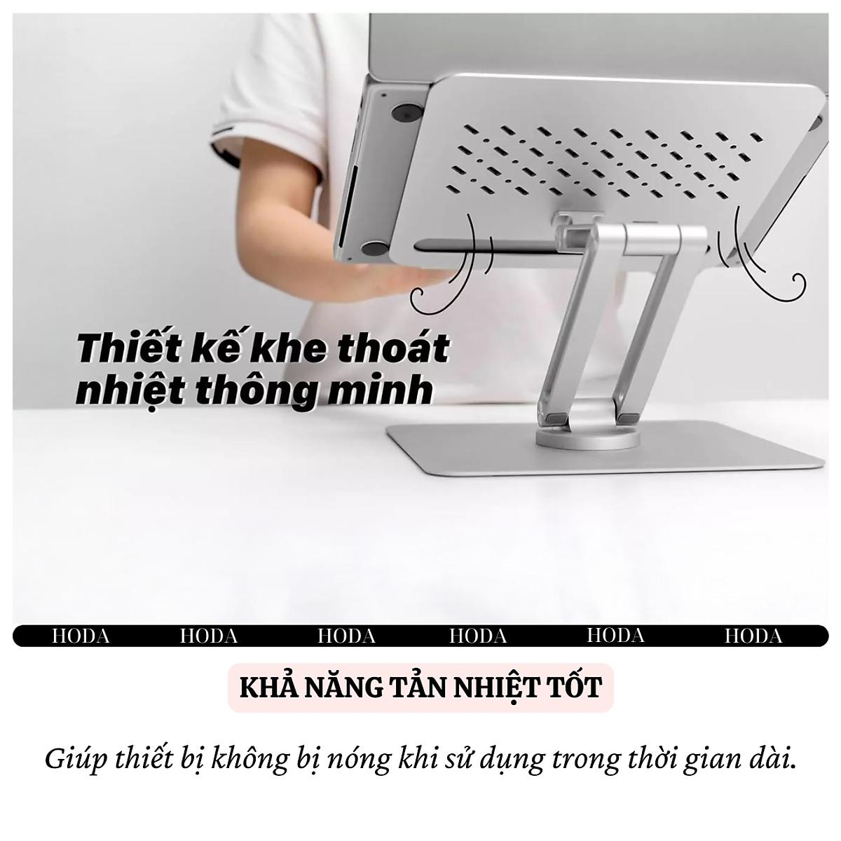 Giá đỡ nhôm nguyên khối tản nhiệt Xoay 360 độ hiệu WIWU S801 cho Laptop / Macbook / iPad từ 10 -17inch, Gấp gọn tiện lợi - hàng chính hãng