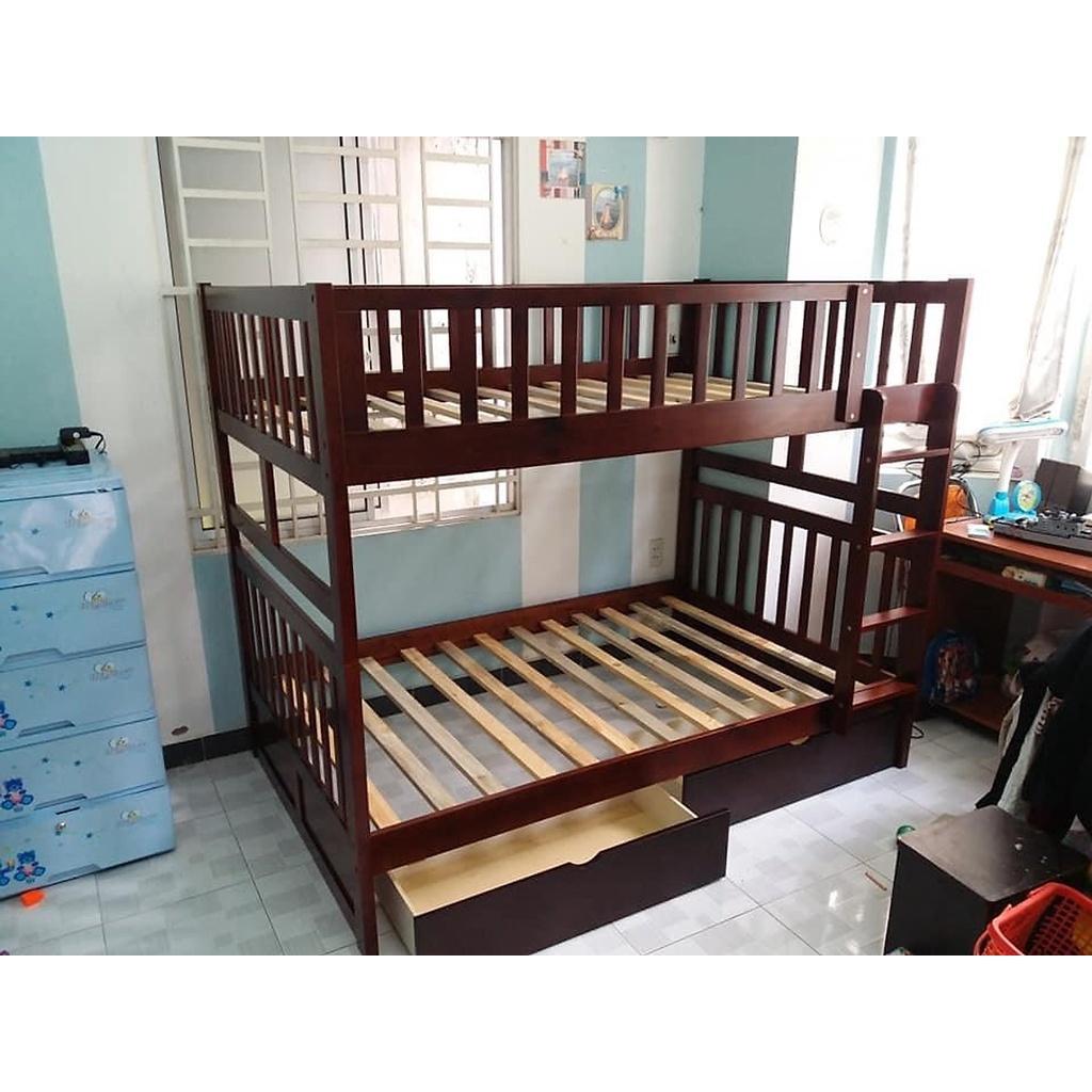 Giường Tầng BÌNH LONG Có Hộc Kéo (1m2) (Nâu)