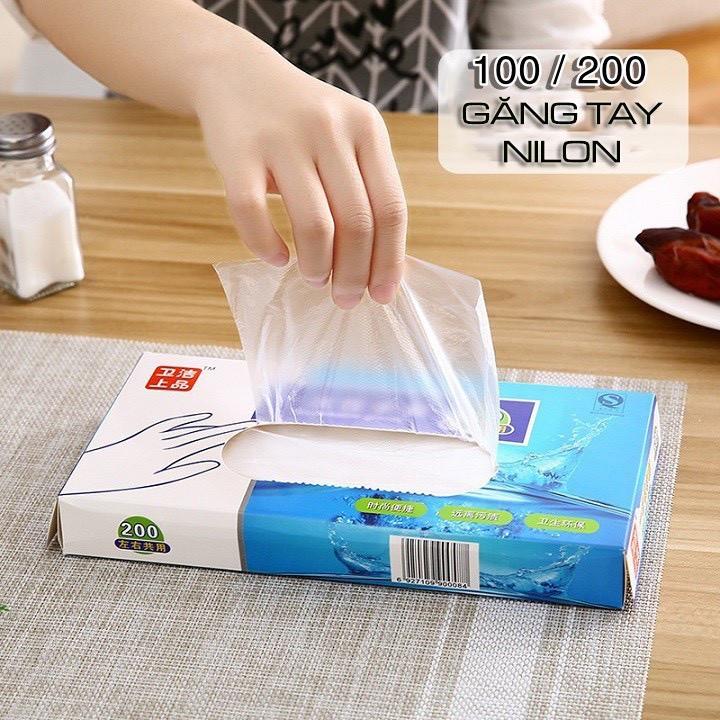 Hộp 200 Găng Tay Xốp - Găng Tay nilon - Bao Tay Nilon Dùng 1 Lần, Siêu Tiết Kiệm