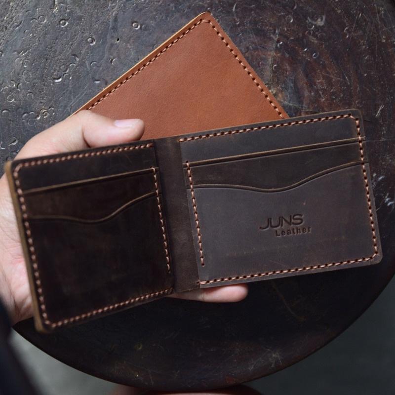Ví ngang nam da bò ví da thuộc thảo mộc may thủ công của Junsleather