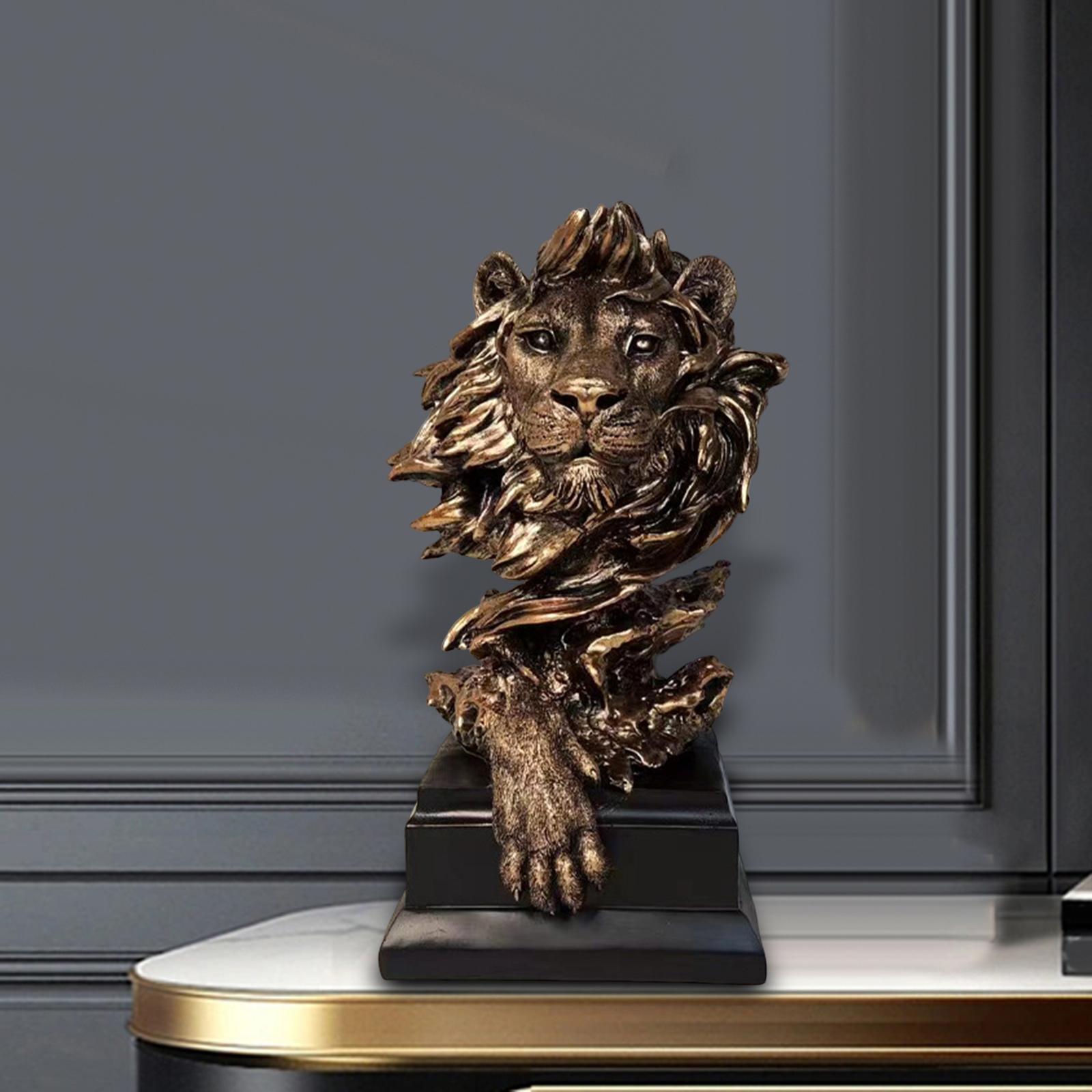 Lion Head Statue Feng Shui Collectible Figurine for Shelf Desktop Decoration