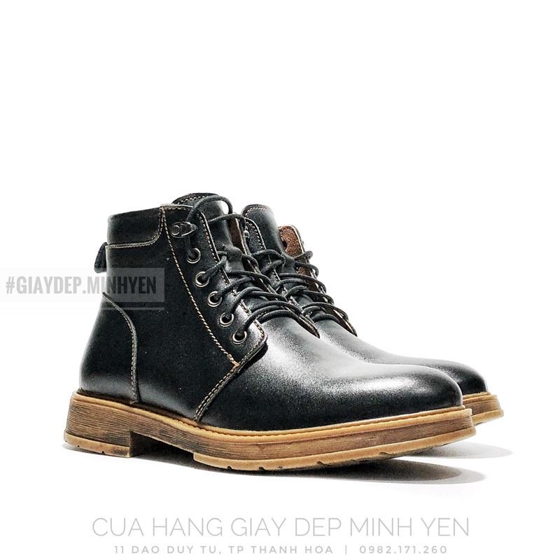 GIẦY CAO CỔ NAM ĐẾ ĐỐC - BỐT DA ĐEN ĐẾ VÀNG - BOOTS NAM