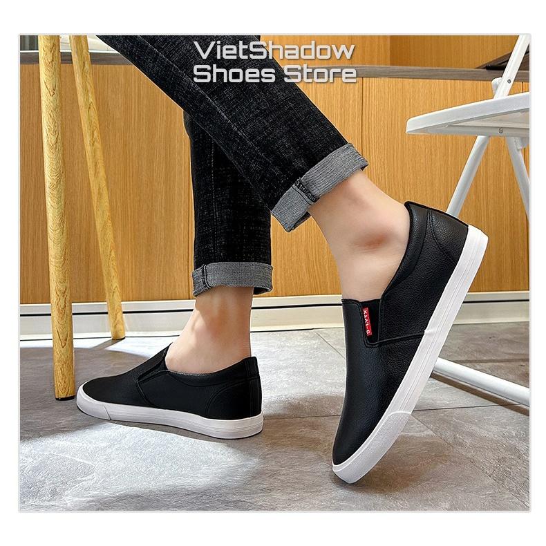 Giày lười slip on nam - Chất liệu da PU, đế cao su 2 màu đen, trắng - Mã SP GL902