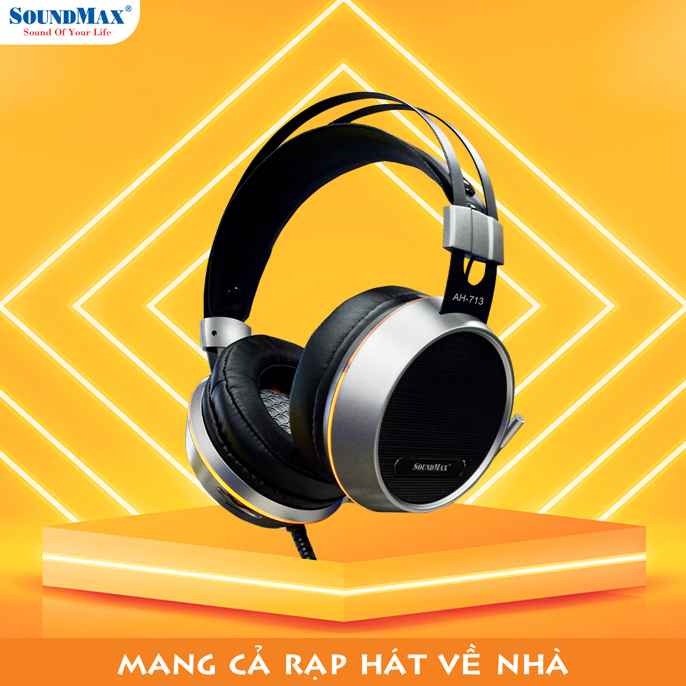 Tai Nghe Chơi Game Cảm Biến Rung Âm thanh Vòm 7.1 Có Đèn LED RGB SoundMax AH713 | Tai Nghe Chụp Tai Có Micro Tích Hợp SoundMax AH-713 | Gaming Headset - Hàng Chính Hãng
