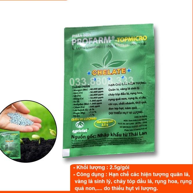 10 Gói Siêu Vi Lượng Chelate Profarm TopMicro 2 gram - Phân bón dùng cho hoa cây cảnh