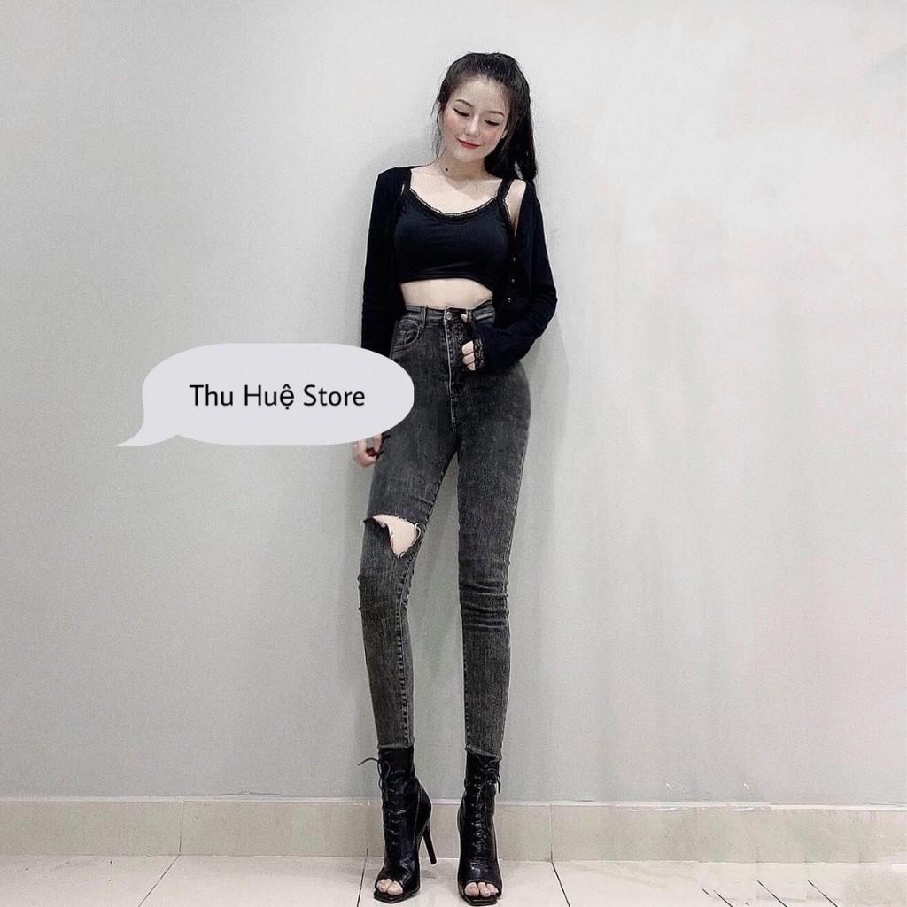 Quần Jean Nữ Lưng Cao Ôm Dáng Chất Siêu Co Giãn
