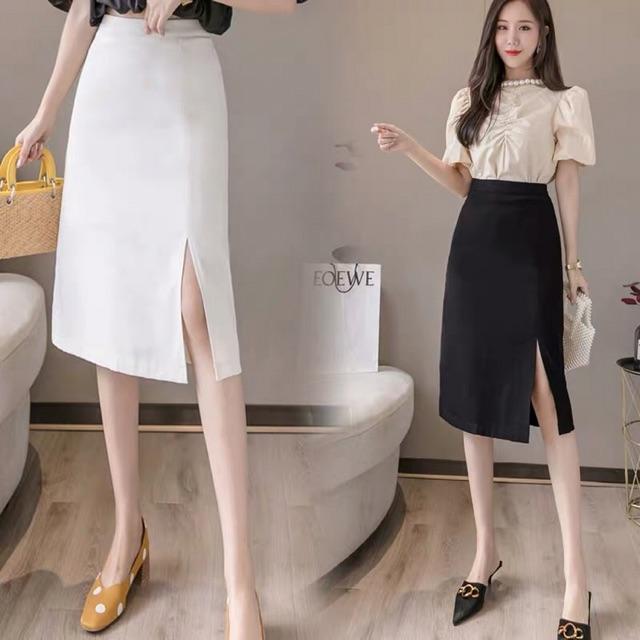 Chân Váy Chữ A sẻ trước 60cm cạp liền thời trang nữ