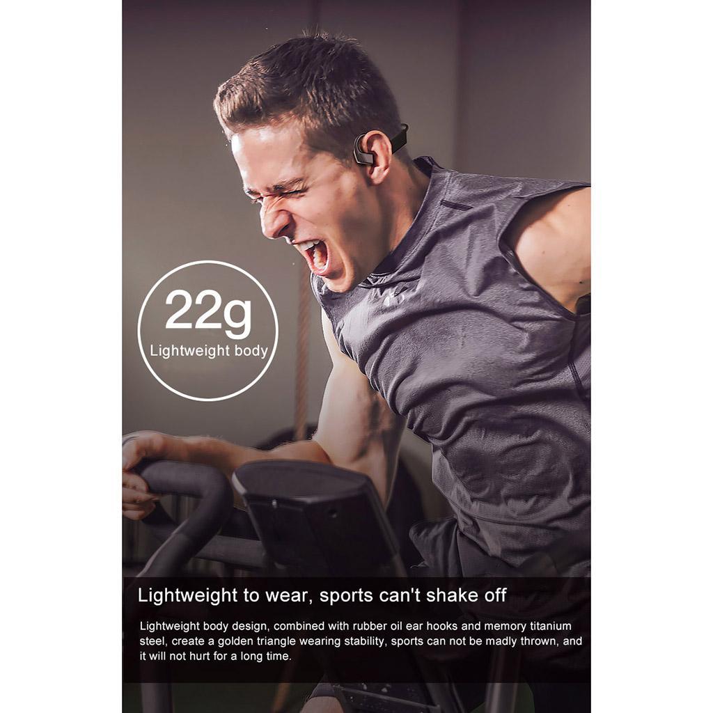 Bone Conduction Headset Bluetooth 5.0 with Mic for Cycling Running Black