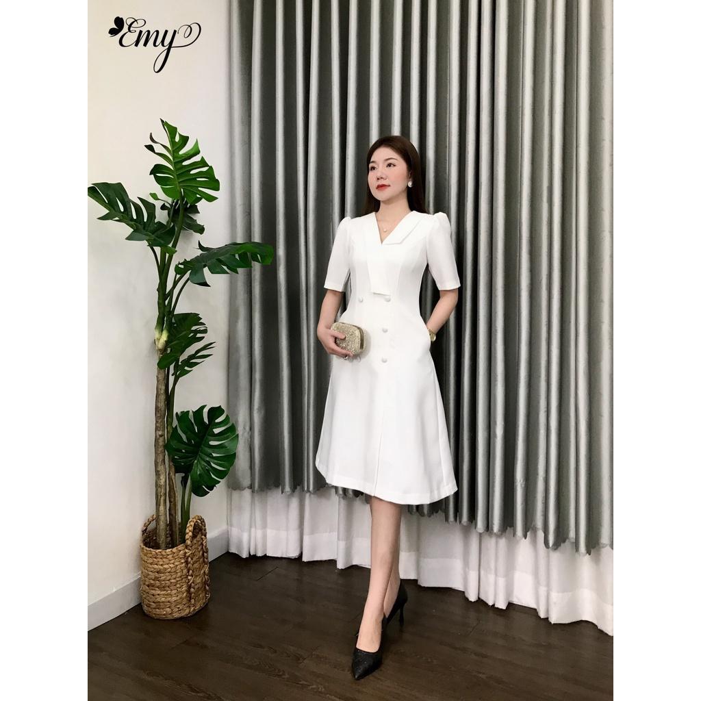 Đầm EMY EM6641 Dáng Chữ A Cổ Vest Có Túi
