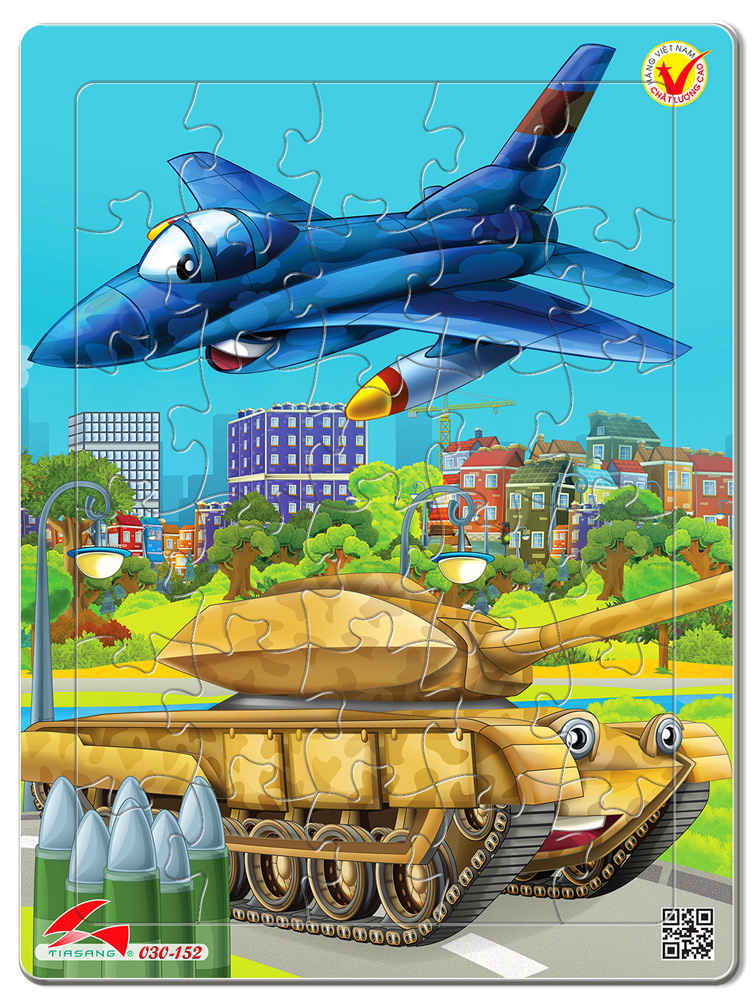 Xếp hình Tia Sáng  Máy bay chiến đấu và xe tăng (30 Mảnh Ghép) - Tặng kèm tranh tô màu cho bé