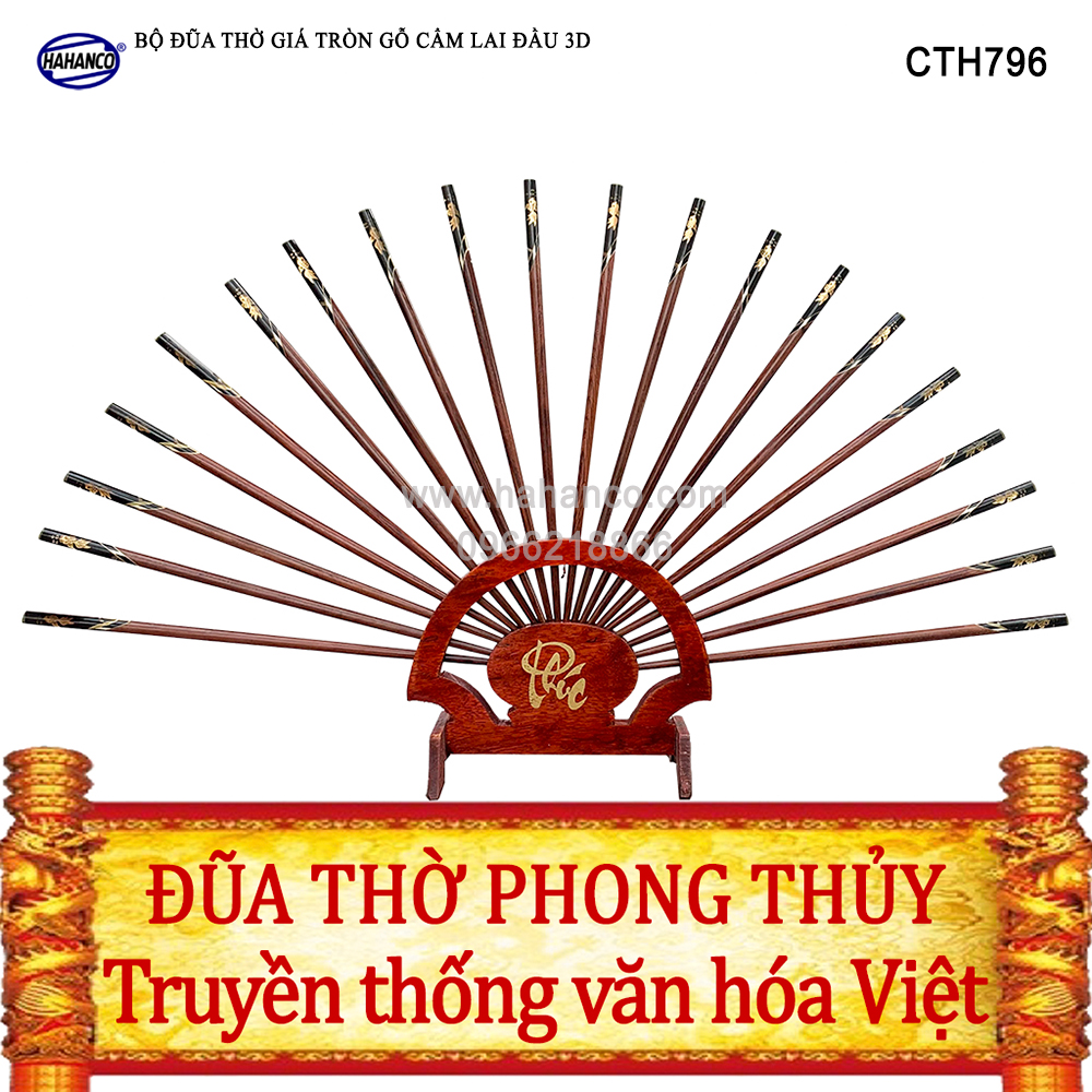 Bộ đũa thờ 10 đôi đũa Cẩm đầu 3D PHONG THỦY - Giá trị Tâm linh - truyền thống văn hóa Việt