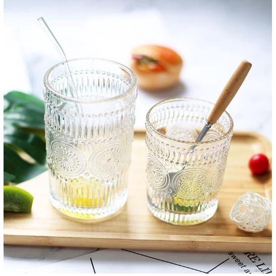 Bộ 6 Ly, Cốc thủy tinh hoạ tiết nổi - Ly thủy tinh chịu nhiệt