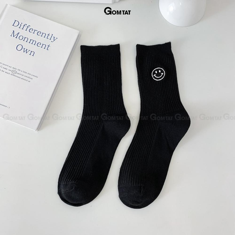 Tất vớ nam nữ cổ cao mặt cười GOMTAT phong cách Hàn Quốc, chất liệu cotton mềm mại thấm hút thoáng khí - MATCUOI-PO-3021-1DOI