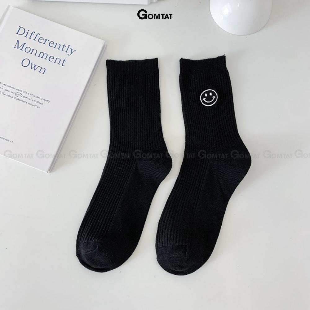 Tất vớ nam nữ cổ cao mặt cười GOMTAT phong cách Hàn Quốc, chất liệu cotton mềm mại thấm hút thoáng khí - MATCUOI-PO-3021-1DOI