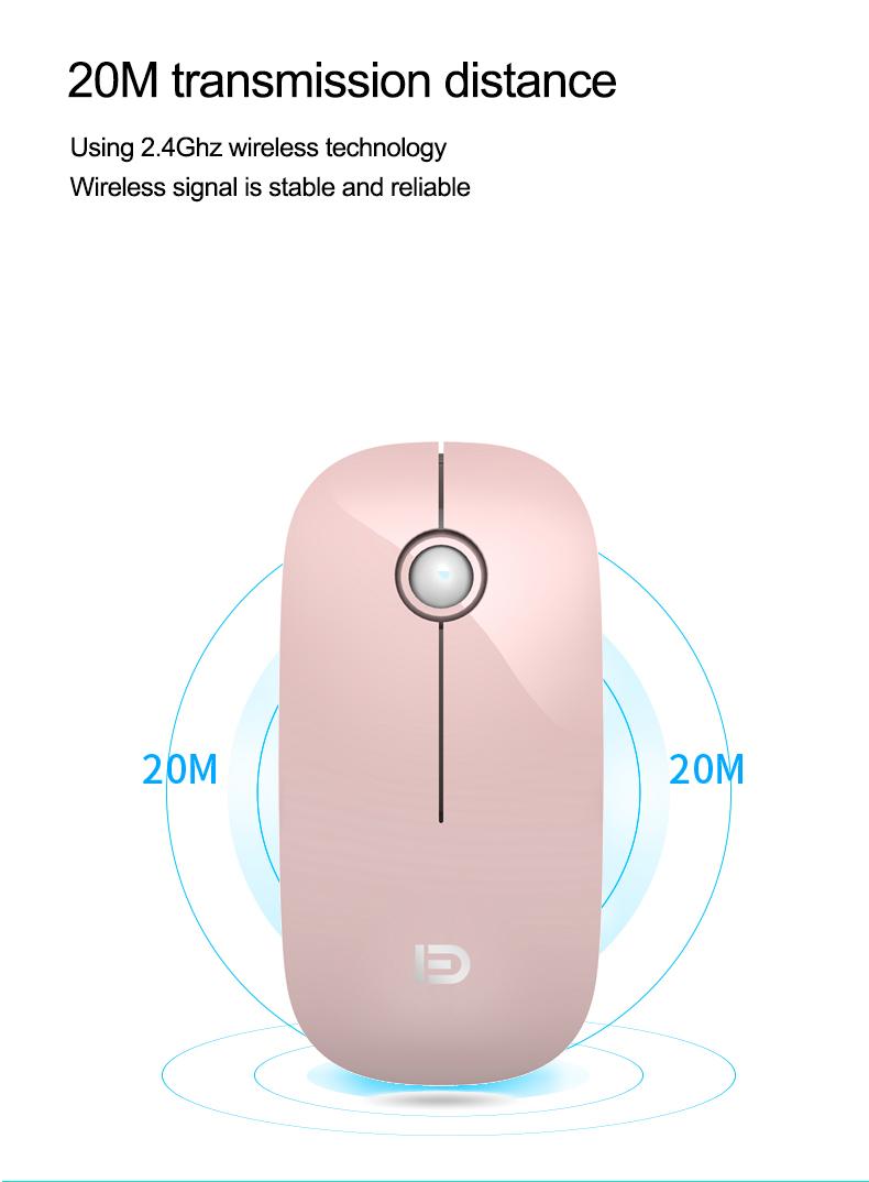 Wireless Bluetooth PC Mute Mouse Ultra-thin Ergonomic 2.4Ghz USB Optical For Notebook