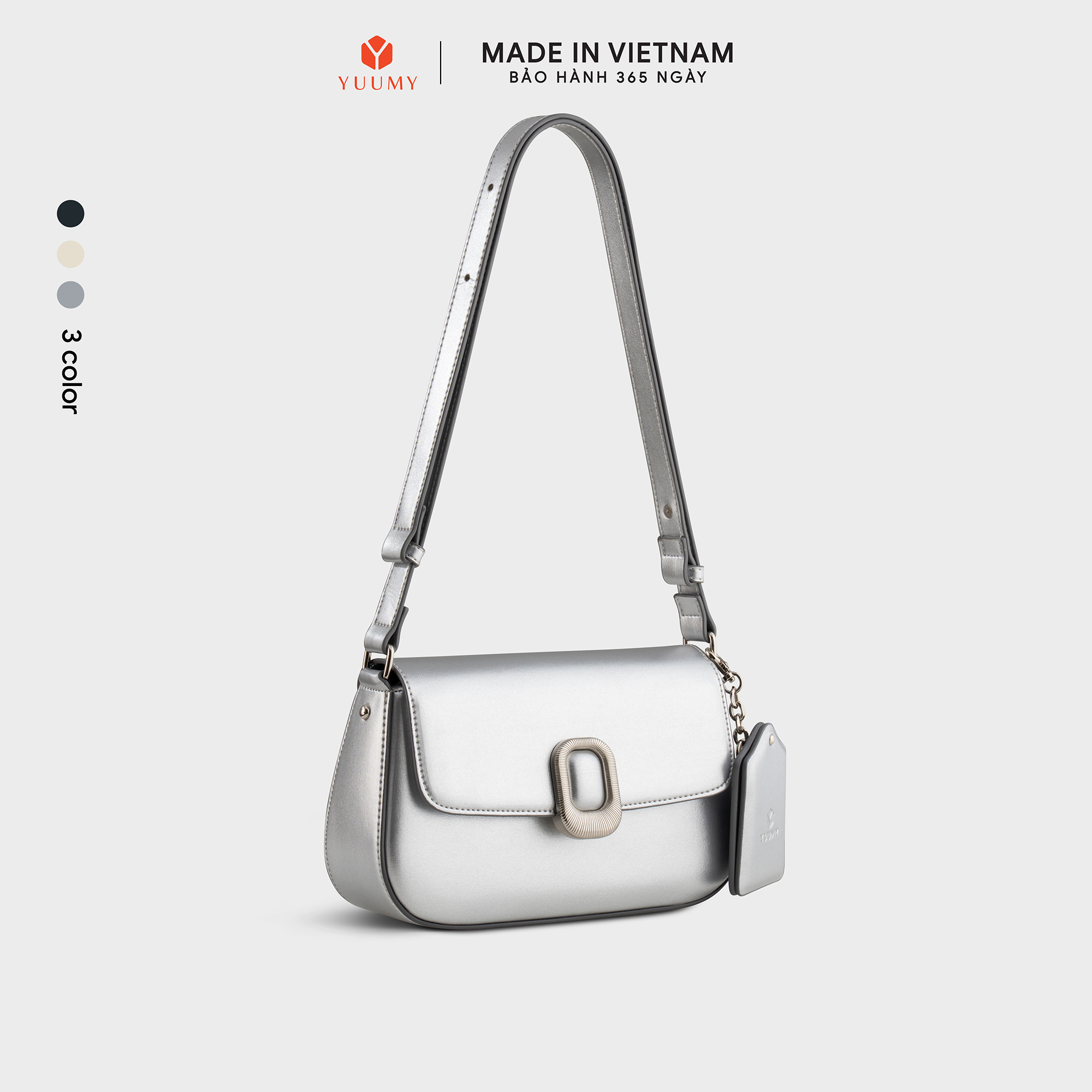 Túi Yuumy ( Thời trang nữ khóa oval kèm gương mini - Túi đeo chéo da Glossy YN312 )