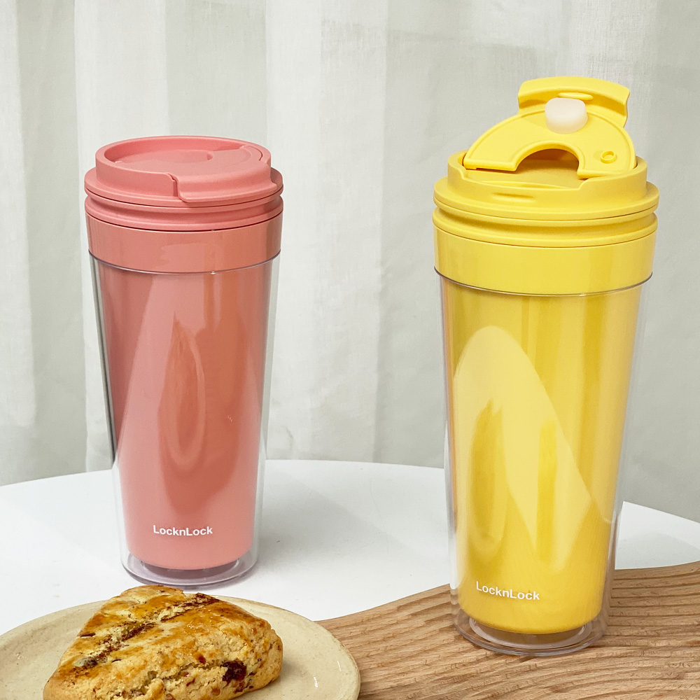 Ly nhựa 2 lớp LocknLock Bucket Cold Cup 580ML HAP519YEL
