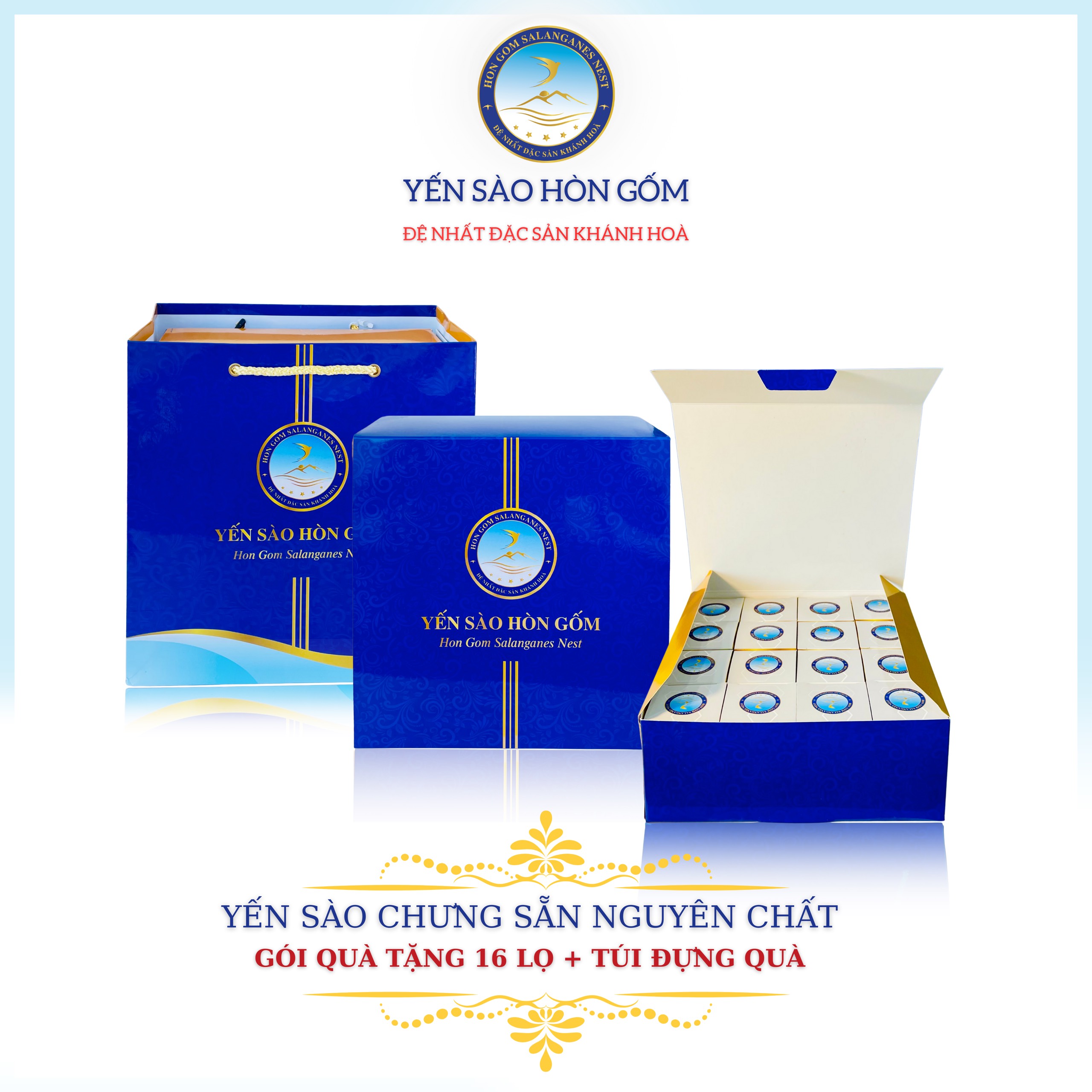 [Gói QT 16 Hũ] Tổ Yến Chưng Đường Ăn Kiêng - Yến Sào Hòn Gốm Chính Hiệu Khánh Hoà - HGKNEST