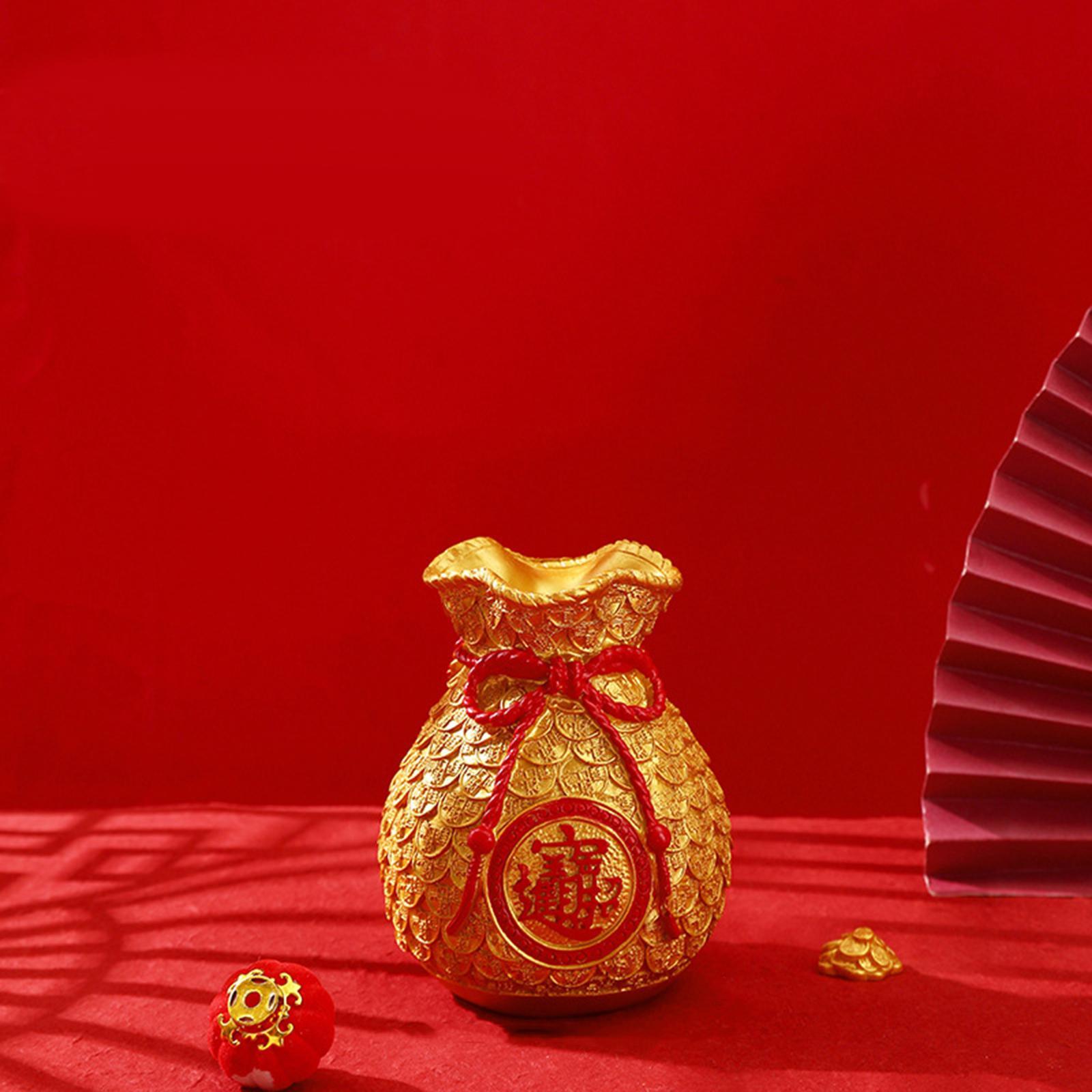 Set 3 Tượng : Túi May Mắn, 2 Tượng Nai Sừng Tấm Trang Trí Nhà Cửa Phòng Khách Năm Mới