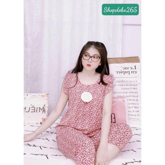 Đồ bộ nữ,đồ ngủ mặc nhà lửng 9 tấc vải lụa mango BL 46 hoạ tiết hoa nhí dễ thương size 47-65kg.
