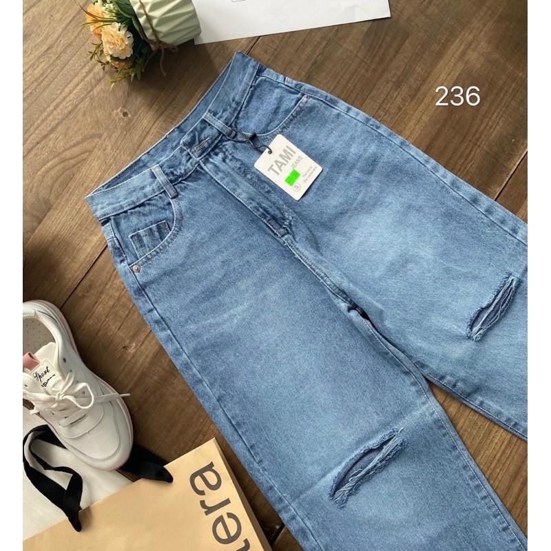 Quần Baggy JEANS cạp cao ống suông