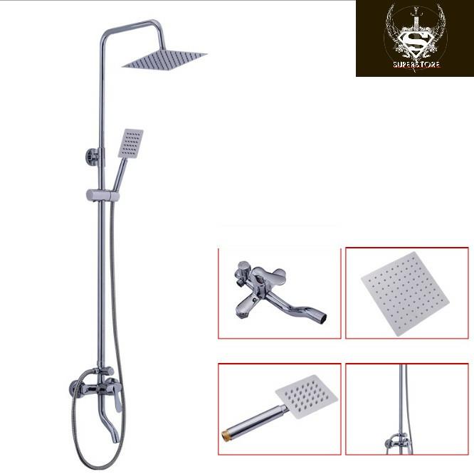 Bộ vòi sen tắm đứng nóng lạnh, mặt vuông Inox 304 - Skylife