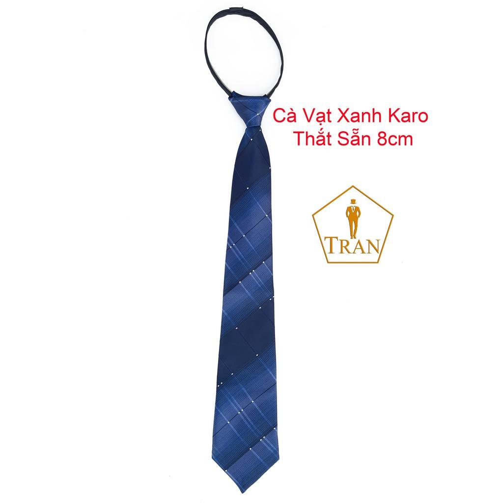 Cà Vạt, Caravat Xanh, Xanh Đen Nam Cao Cấp 5, 8cm Tự Thắt, Thắt Sẵn