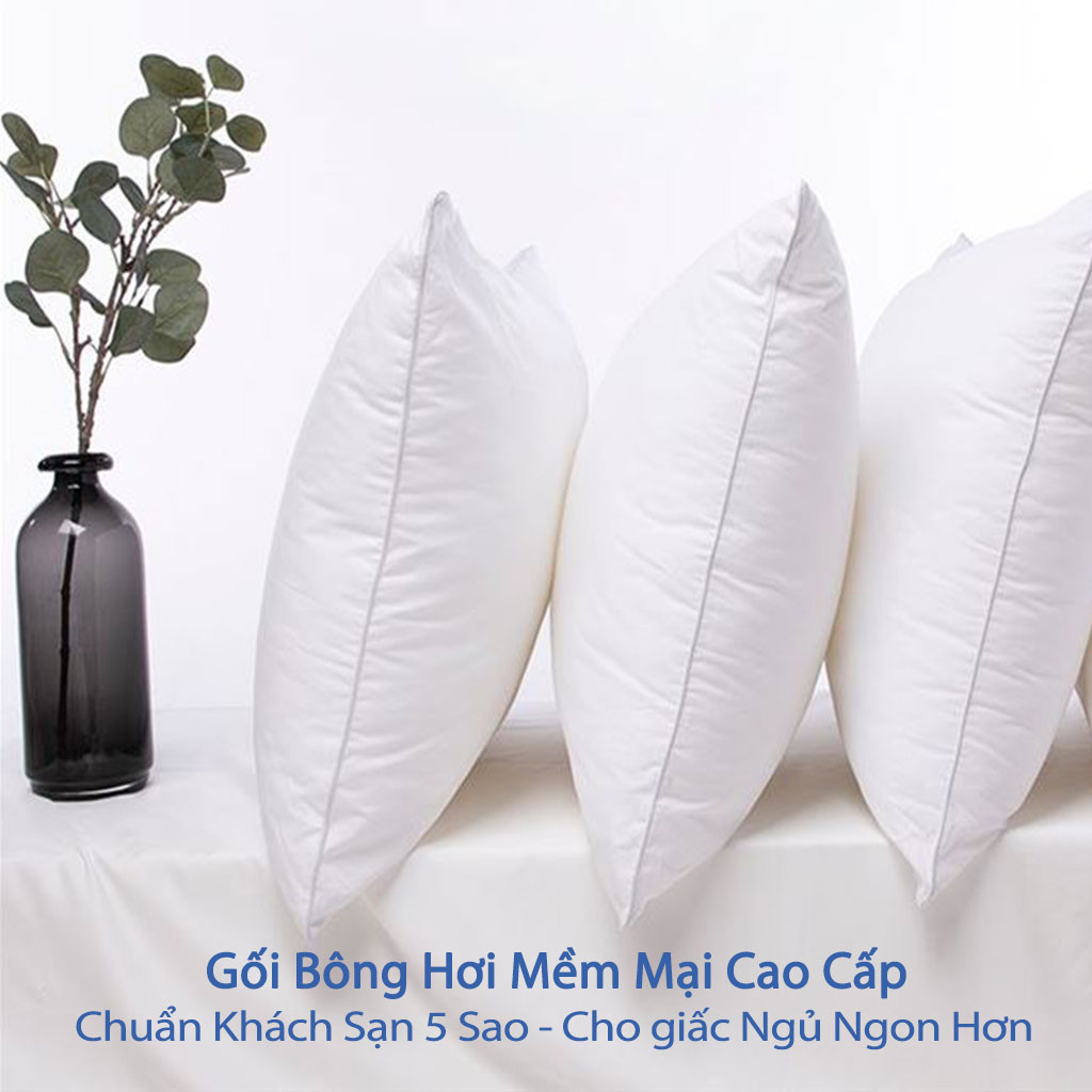 Gối Bông Hơi Cao Cấp Gối Hơi Nằm Ngủ Mềm Mại Kê Chống Mỏi Cổ Ruột Gối Bông Gòn Tư Nhiên Cao Cấp Cho Người Lớn 50x70 và 40x60