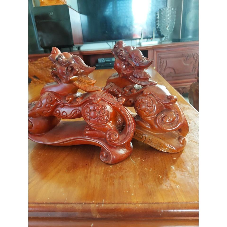 Cặp tỳ hưu gỗ hương ngang 30cm