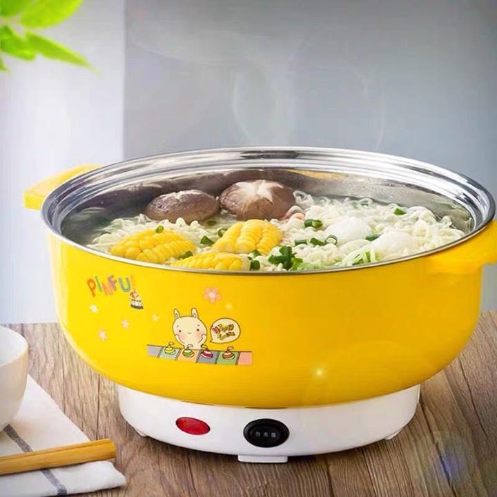 NỒI LẨU ĐIỆN NIKA NẮP KÍNH SIZE 28, NẤU MÌ, CÓ THỂ LÀM NỒI XÔNG HƠI, SỬ DỤNG ĐA NĂNG THIẾT KẾ ĐẸP BỀN BỈ