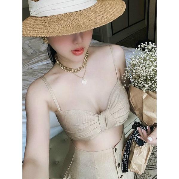 Sét áo 2 dât cột nơ chân váy nút
