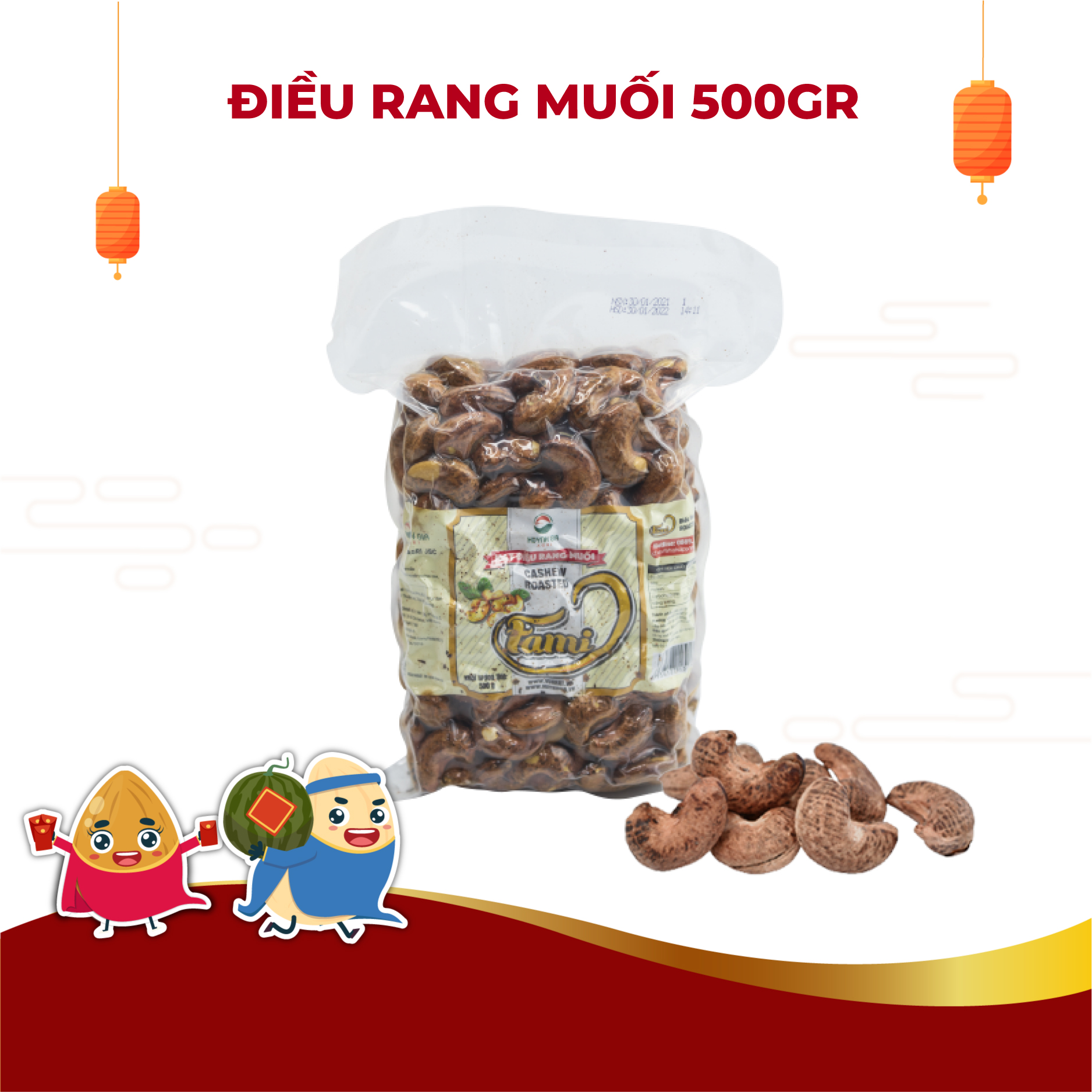 Hạt Điều Rang Muối Vỏ Lụa Fami (500g)