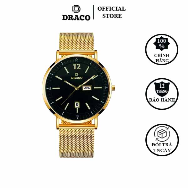 Đồng Hồ Nam DRACO Sang Trọng D21-ST01 “The First boy” Lưới Vàng