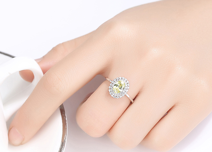 Nhẫn bạc nữ đính đá saphire màu vàng hạt tròn to cho quý cô sang trọng N2397-Bảo Ngọc Jewelry