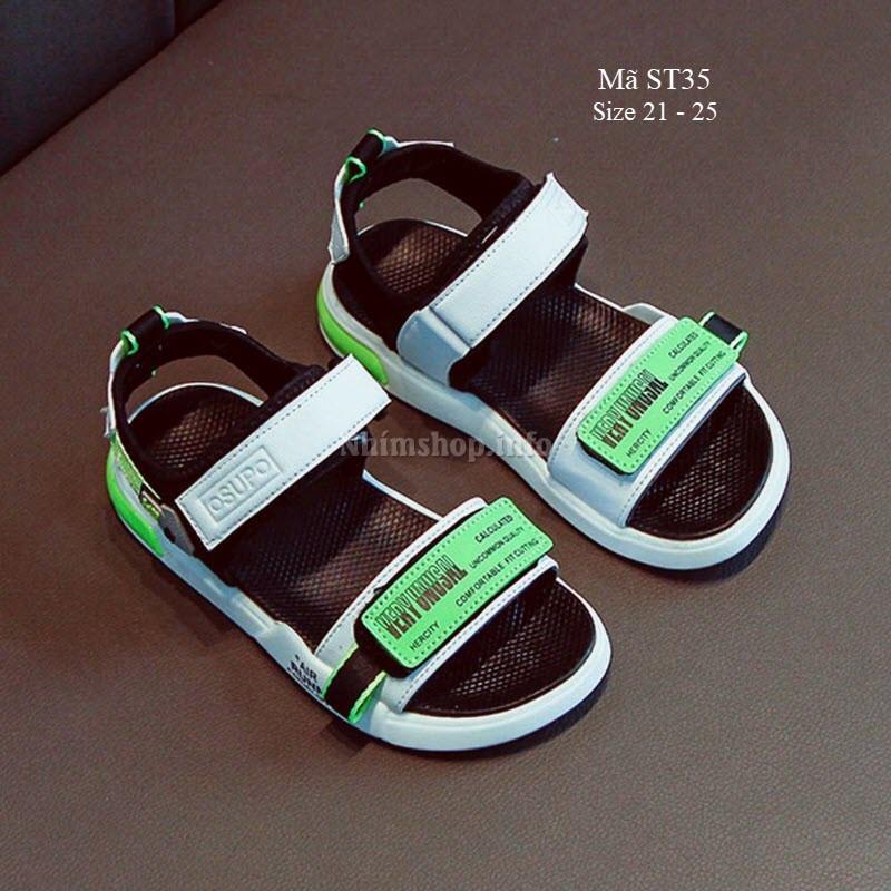 Sandal bé trai 1 tuổi tập đi siêu nhẹ màu trắng thời trang đế êm chống trơn trượt ST35