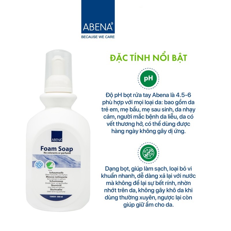 Bọt rửa tay Abena Foam Soap Abena Foam Soap - Nhập khẩu Đan Mạch giúp làm mềm da và diệt khuẩn hiệu quả
