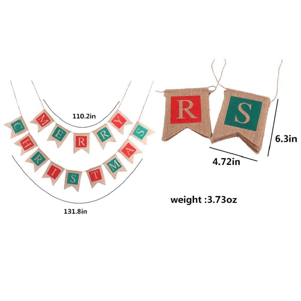 Merry Christmas Burlap Bunting Banner Garland Sign For Christmas