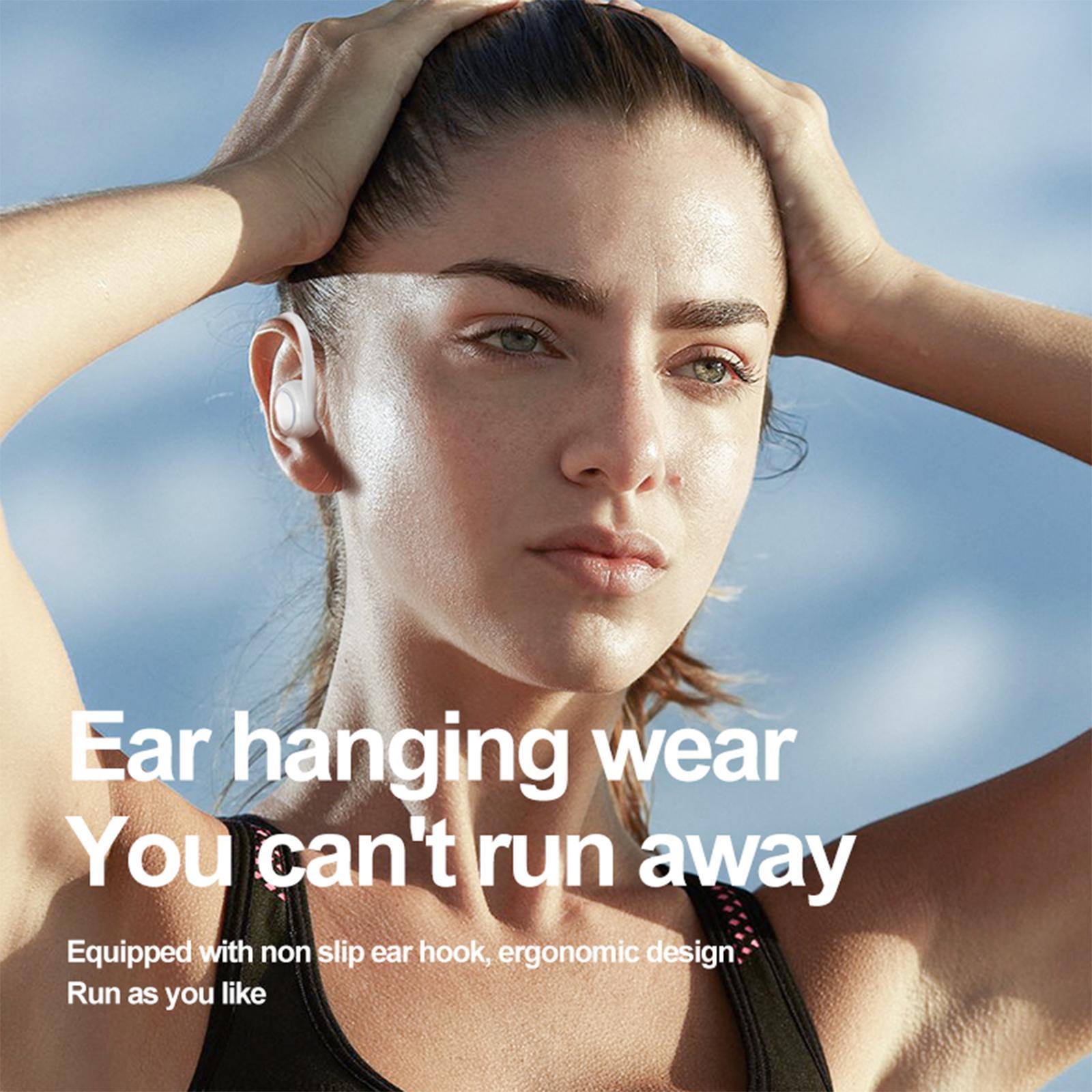 T10 Bluetooth Headset Ear Hook Sweatproof Headphone Stereo Single Ear in-Ear Earbuds for Gym Gaming Cycling Outdoor Indoor Noise Cancelling
