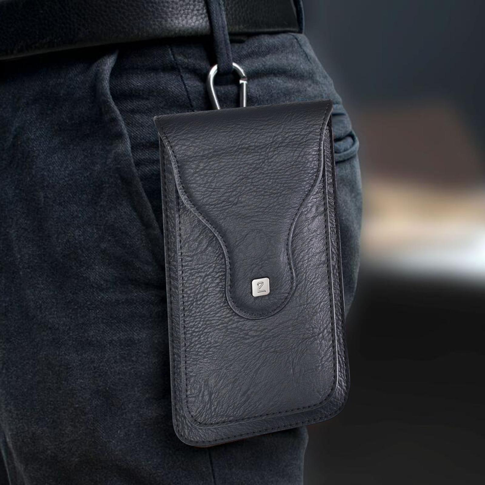 PU Leather Phone Cover Pouches Men black