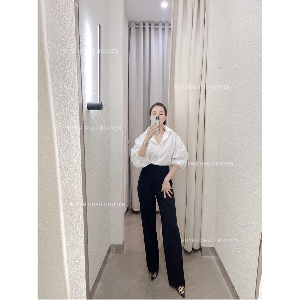 Quần Double Pants Chất Cotton Twill Màu Đen Quần dài ống xuông đơn giản nhẹ nhàng HUYEN CHAU NGUYEN C1SQA006DE