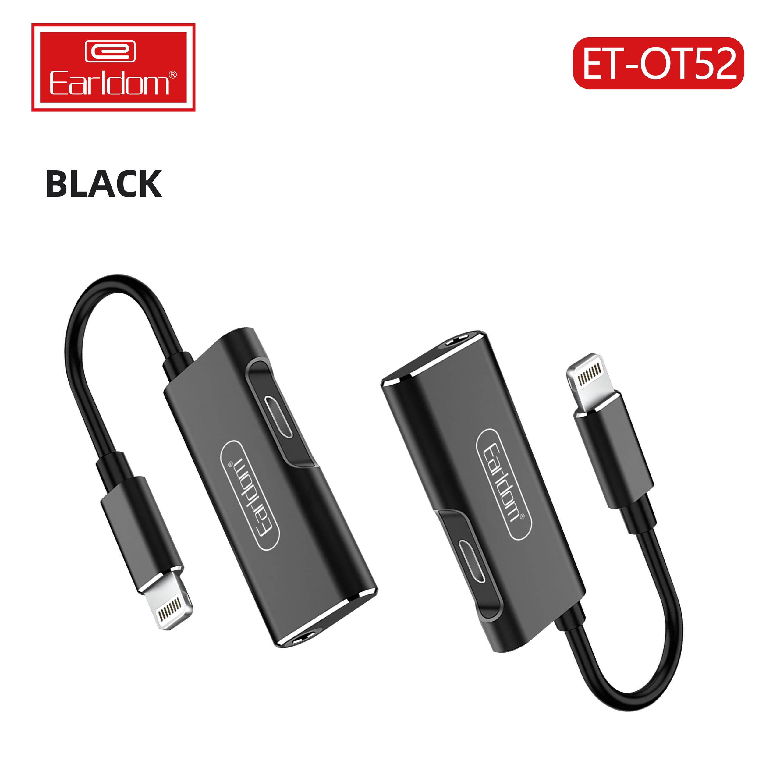 Jack Chuyển 2 in1 Lightning Earldom OT52 (1 Cổng Lightning + 1 Cổng 3.5mm) thiết kế cực nhỏ gọn, dễ dàng sử dụng - Hàng nhập khẩu (TẶNG KÈM ĐẦU ĐỌC THẺ NHỚ)