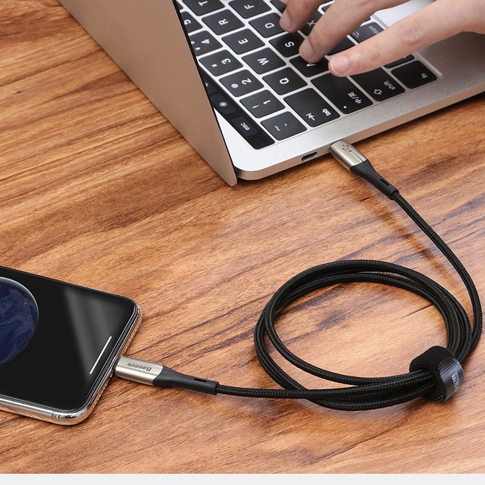 Cáp sạc nhanh Baseus Horizontal Data Cable (Có đèn LED) USB to Type-C - Hàng chính hãng