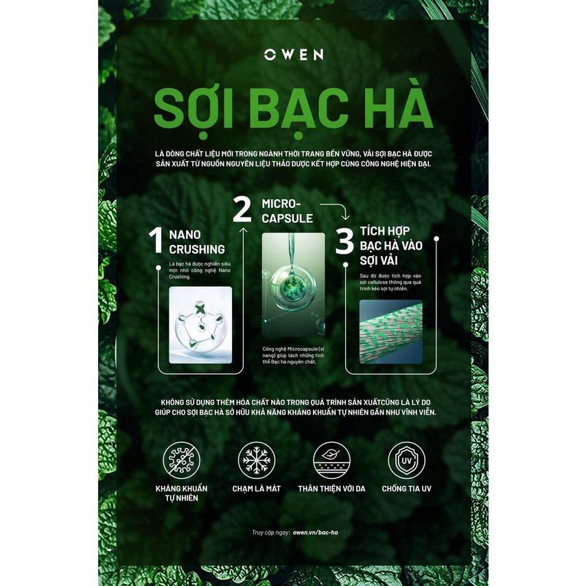 OWEN - Áo Sơ mi ngắn tay Owen vạt ngang chất sợi bạc hà kẻ ca rô xanh 220409