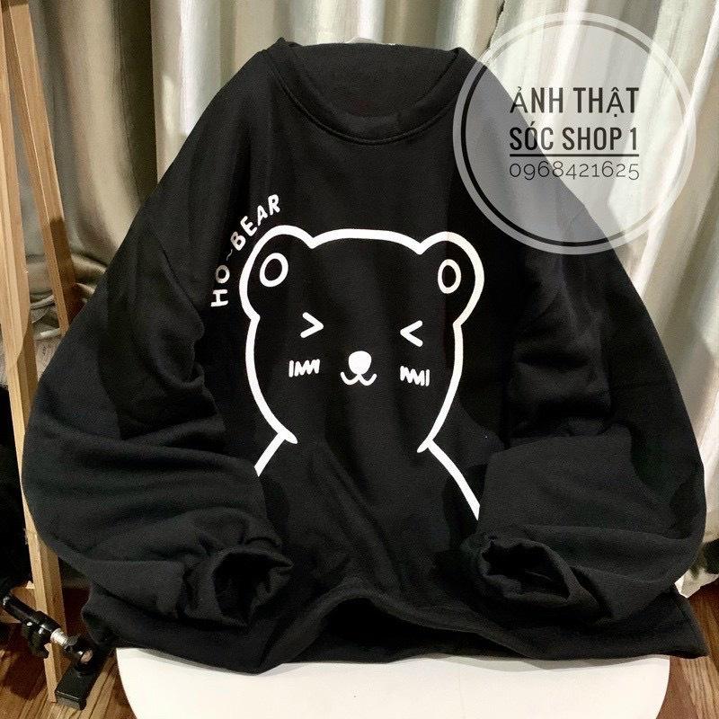 Áo Hoodie Sweater Unisex Chất Nỉ Dầy Form Rộng in Hoạt Gấu HO BEAR Siêu Dễ Thương, Mẫu Mới