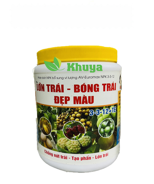 Phân bón NPK AV-Euromax Lớn Trái-Bóng Trái-Đẹp Màu 3-3-12+TE 500g Tạo phấn