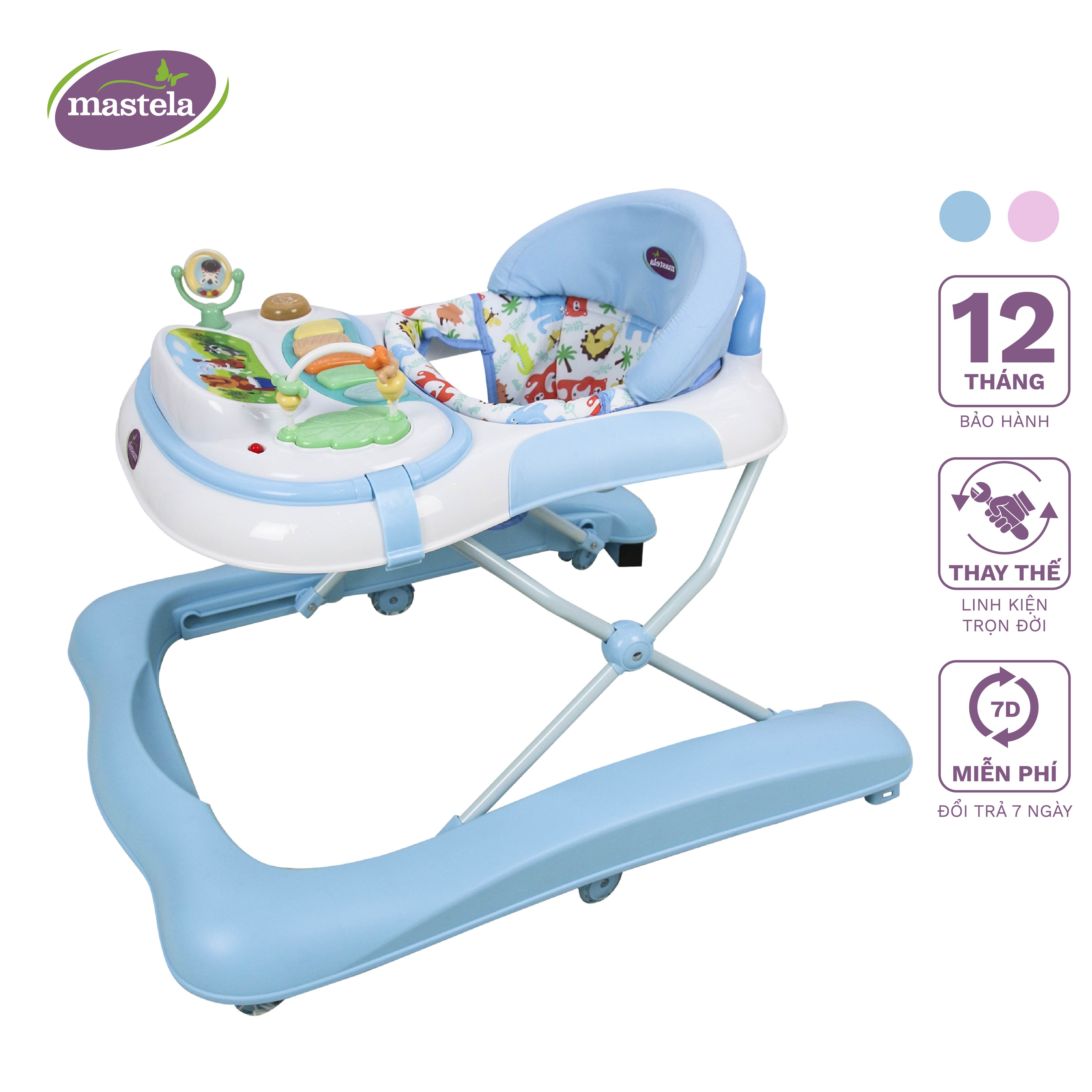 Xe tập đi cho bé Mastela W1123 - Xe tập đi đa năng kèm đồ chơi và nhạc với thiết kế chữ U nâng hạ độ cao và bánh xe cao su hãm đà Tiêu chuẩn JIS Nhật Bản