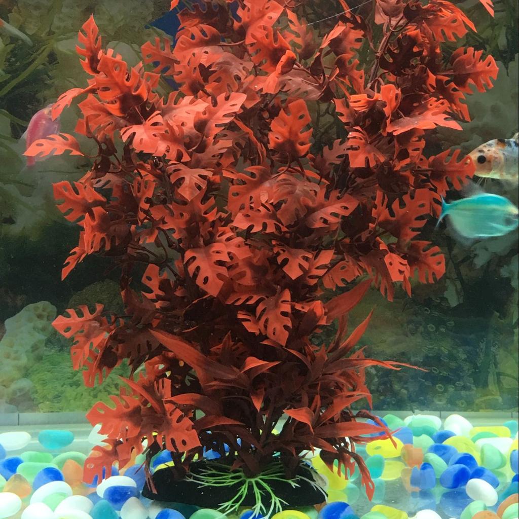 Large Aquarium Landscape Ornament Plastic 18-inch Tall Tree Fish Tank Decoration